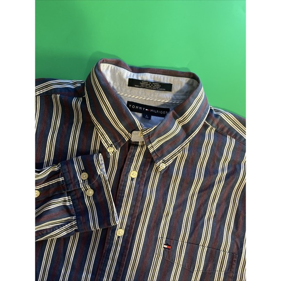 Tommy Hilfiger Other - Tommy Hilfiger Men's Large Blue Strip Button Down Long Sleeve Dress Shirt‎